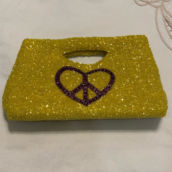 Moyno New York Vintage Yellow & Purple Sequins Beads Clutch Purse - Picture 6 of 12